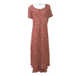 Y2K Carole Little Rust Floral Maxi Dress Layered Hem Boho Cottagecore Grunge